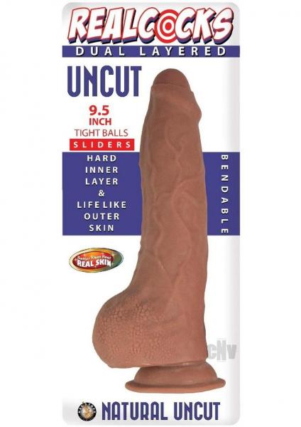 Realcocks Dual Layered Uncut Slider Tight Balls 9.5 In. Brown