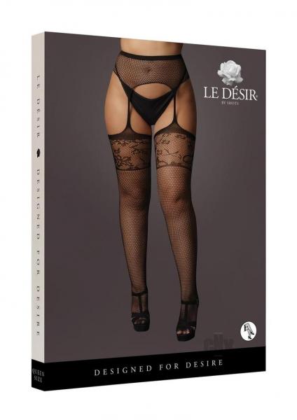 Shots Le Desir Garterbelt Stockings With Lace Top Black Qs