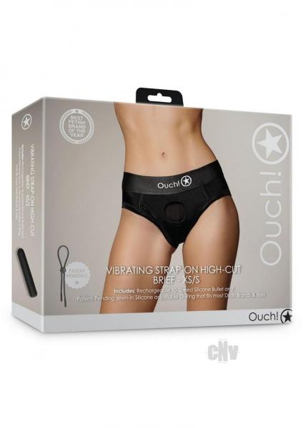 Shots Ouch Vibrating Strap On High-cut Brief - Black Xs/s