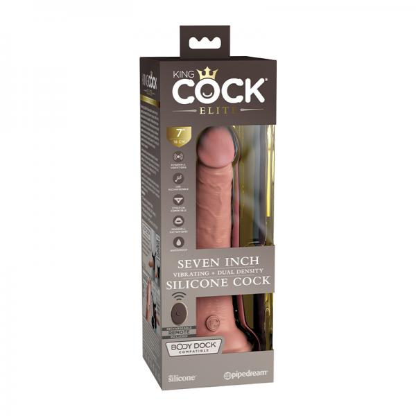 King Cock Elite Vibrating Silicone Dual-density Cock With Remote 7 In. Light