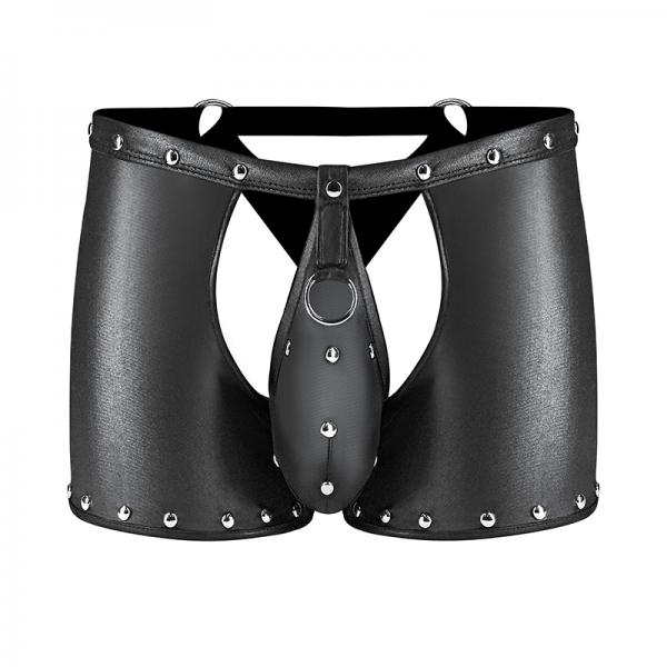 Fetish Poseidon Nylon Spandex Tear Off Cup Thong Short Black S/m