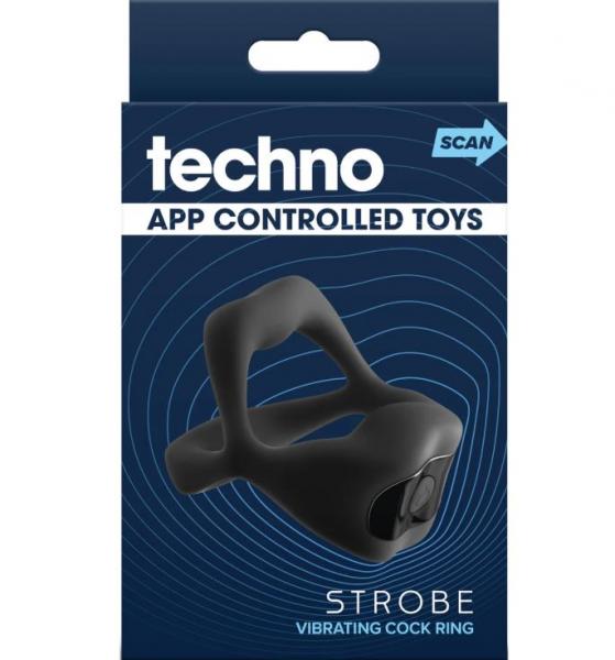 Techno Strobe App-controlled Vibrating Cock Ring Black