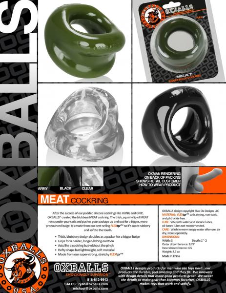 Oxballs Meat Padded Cock Ring - Clear