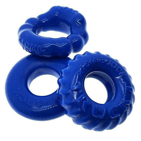 Oxballs Bonemaker 3-pack Boner Cockring Kit Flextpr Pool Blue