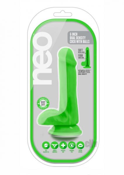 Blush Neo Dual Density 6 Cock - Neon Green