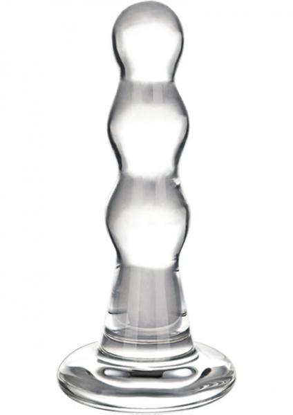Glas Triple Play Beaded Butt Plug Clear