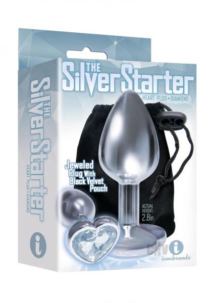 The 9's The Silver Starter Bejeweled Heart Stainless Steel Plug - Diamond