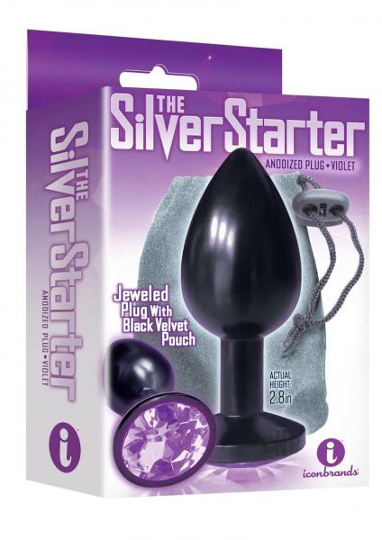 The 9s the Silver Starter Anodized Bejeweled Stainless Steel Plug - Violet