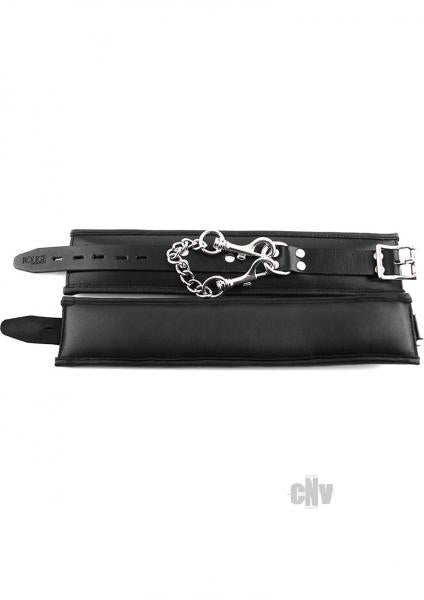 Rouge Padded Leather Ankle Cuffs Black