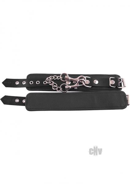 Rouge Plain Leather Wrist Cuffs Black