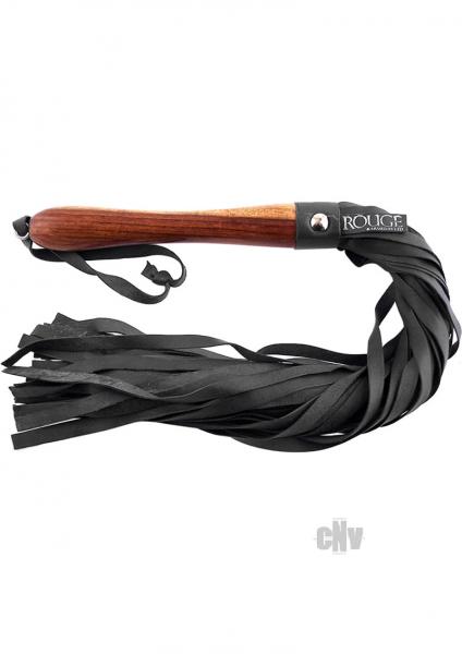 Rouge Leather Wooden Handle Flogger Black