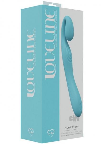 Loveline Obsession 10 Speed Dual Motor Vibe Sealed Silicone Rechargeable Submersible Blue