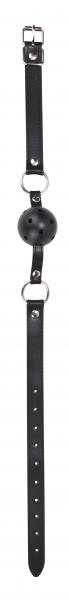 Shots Ouch Ball Gag w/Leather Straps - Black