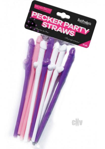 Bachelorette Party Pecker Straws Assorted Colors 10 Pack
