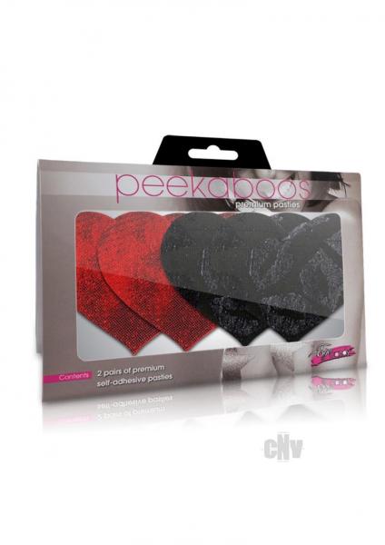 Stolen Kisses Hearts Pasties Red, Black 2 Pack