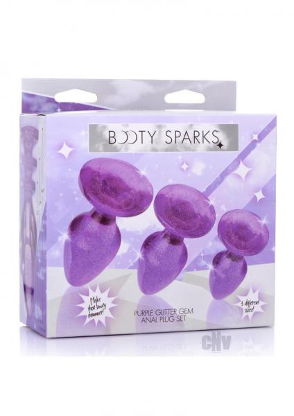 Glitter Gem Anal Plug Set - Purple