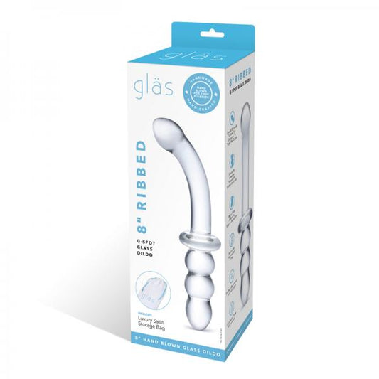 8"  Ribbed G-Spot Glass Dildo