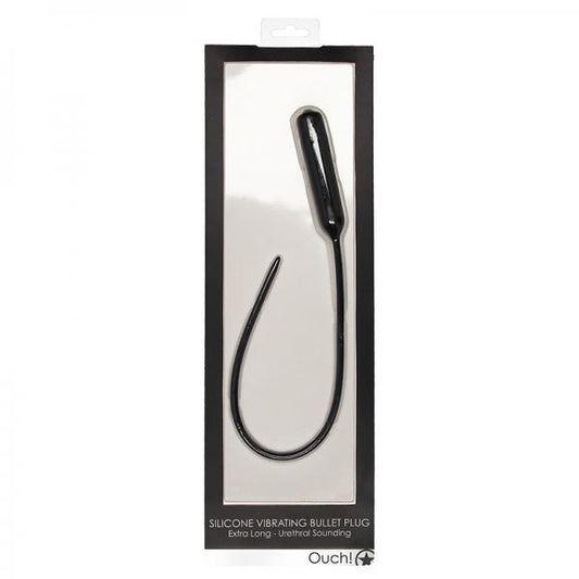 Vibrating Bullet Plug Extra Long Urethral Sound Black