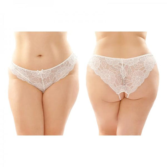 Poppy Crotchless Floral Lace Panty 6-pack Q/s White
