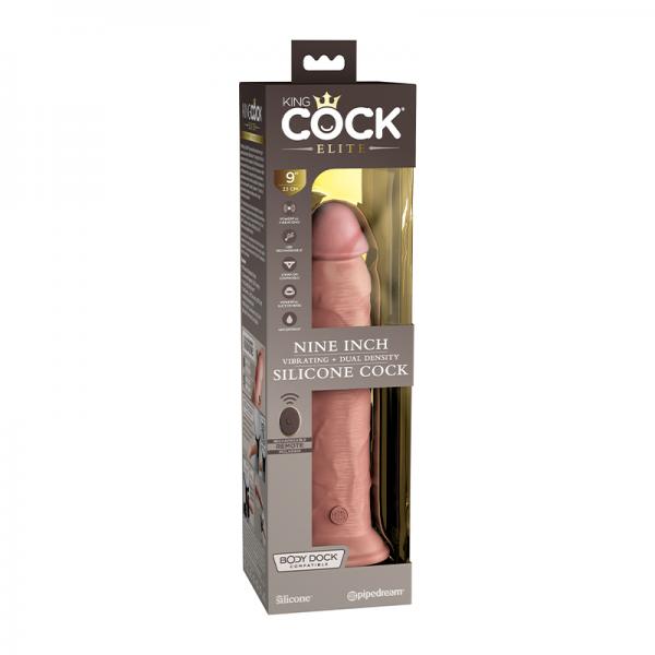 King Cock Elite Vibrating Silicone Dual-density Cock With Remote 9 In. Light