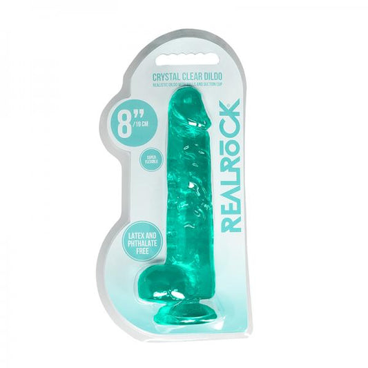 Realrock 8in Realistic Dildo W/ Balls Turquoise