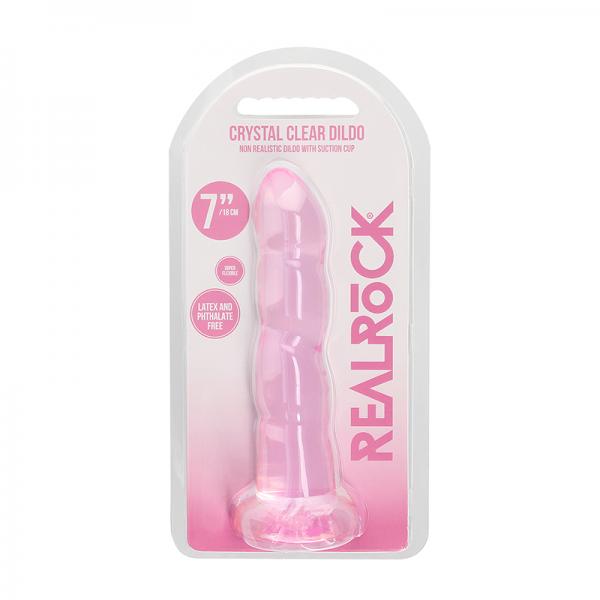 Shots Realrock Crystal Clear Non Realistic 7" Dildo  - Pink