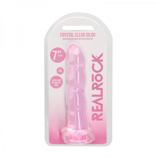Shots Realrock Crystal Clear Non Realistic 7" Dildo  - Pink