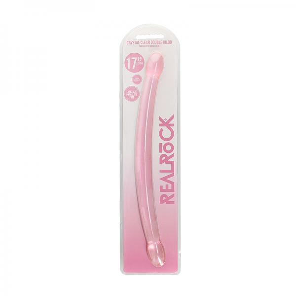 Shots Realrock Crystal Clear 17" Double Dildo  - Pink