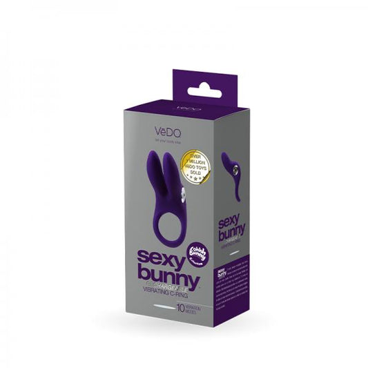 Vedo Sexy Bunny Rechargeable Ring - Deep Purple