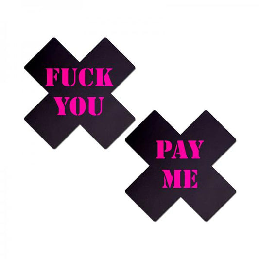Pastease Fuck You Pay Me Cross - Black/pink O/s