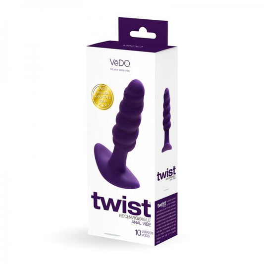 Vedo Twist Rechargeable Anal Plug - Purple