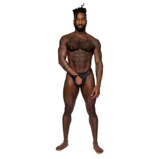 Male Power Sassy Lace Open Ring Thong Black L/xl