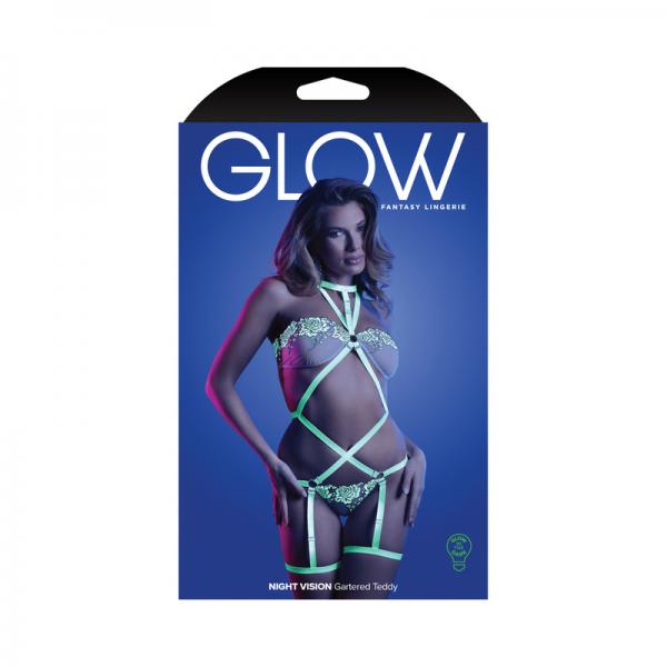 Fantasy Lingerie Glow Night Vision Glow-in-the-dark Lace Strappy Teddy White M/l