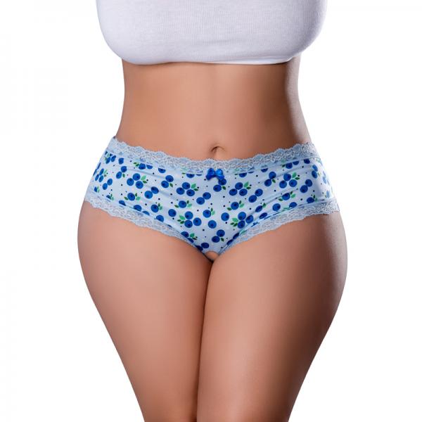 Sweet Treats Crotchless Boy Short W/wicked Sensual Care Blueberry Lube - Blue Qn