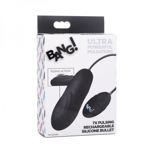 7x Pulsing Rechargeable Silicone Vibrator - Black