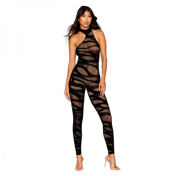 Asymmetrical Bodystocking Opaque Black O/s