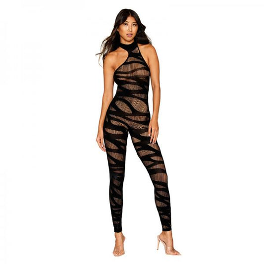 Asymmetrical Bodystocking Opaque Black O/s