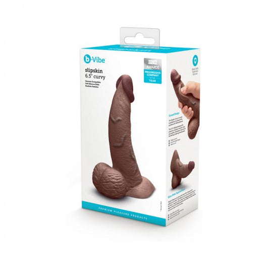 B-vibe Slipskin Dildo Curve 6.5 Brn