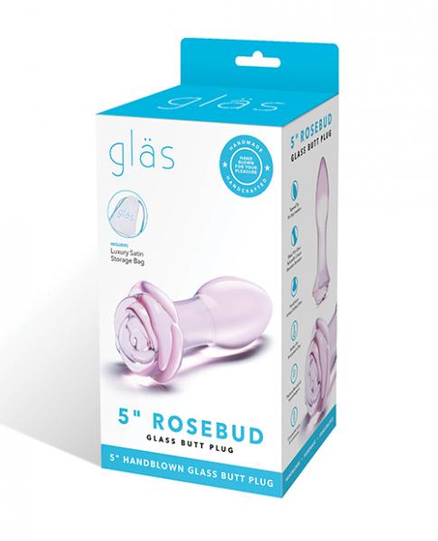 Glas 5" Rosebud Glass Butt Plug