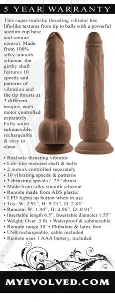 Evolved Thrust In Me Rechargeable Remote Controlled Thrusting Vibrating 9.25 In. Silicone Dildo Dark