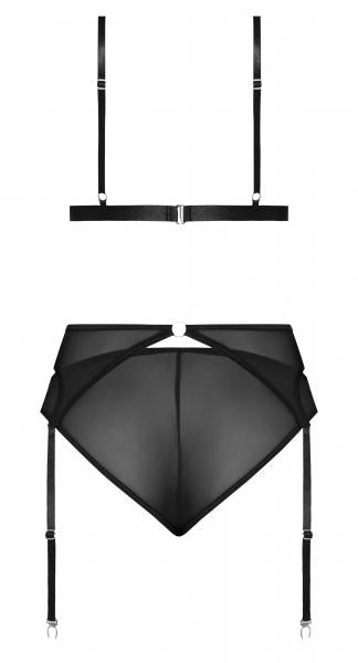 Magic Silk Sassy Bra, Garter & Rouched Panty Black Queen