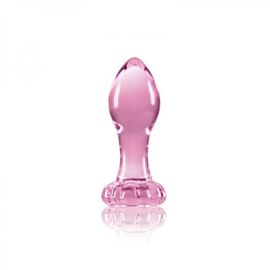 Crystal Flower Glass Anal Plug Pink