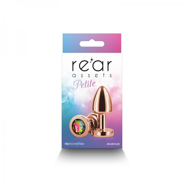 Rear Assets Petite Metal Anal Plug Rose Gold/rainbow