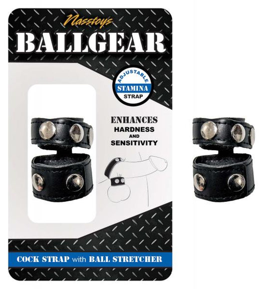 Ballgear Cock Strap With Ball Stretcher Black