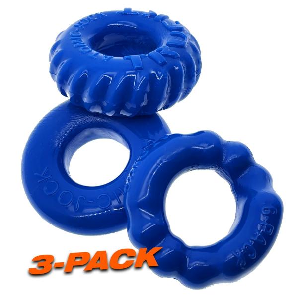 Oxballs Bonemaker 3-pack Boner Cockring Kit Flextpr Pool Blue