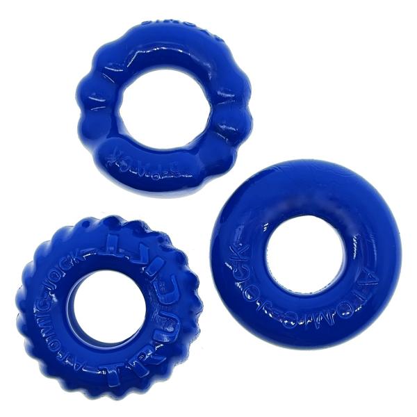 Oxballs Bonemaker 3-pack Boner Cockring Kit Flextpr Pool Blue